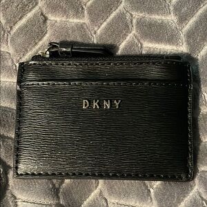 DKNY Black Card Holder Textured Leather